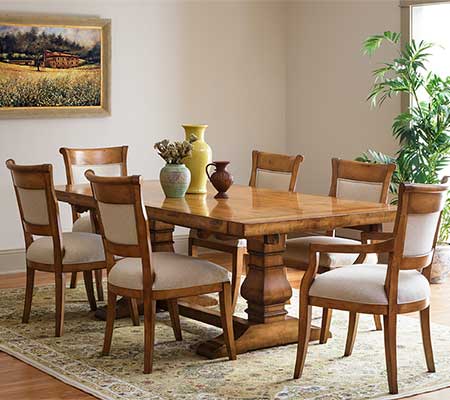 wood dining table with chairs