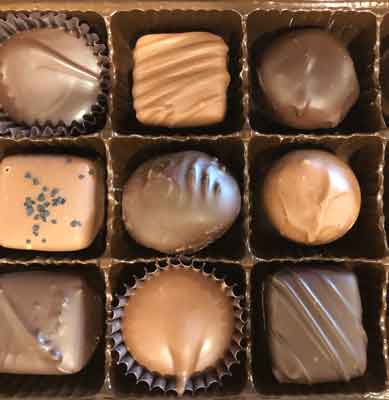 Fascia's Chocolates, locally made in Waterbury, CT.