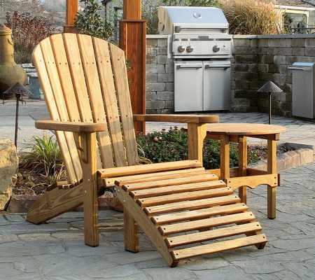 Wooden Adirondack-style lounge chair.