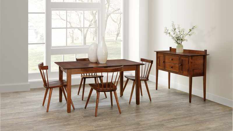 Modern, Shaker inspired dining tbale, with 4 chairs and sideboard.